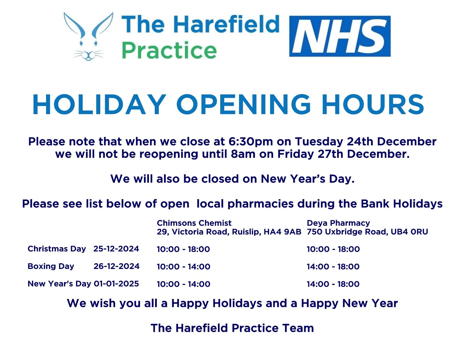 Xmas open hours 2024